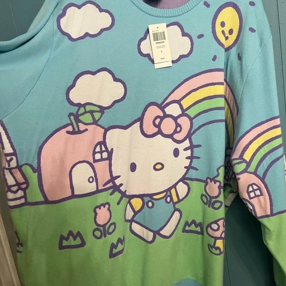 Sanrio Hello Kitty Rainbow Sweater - Blue and Green - Picture 3 of 8